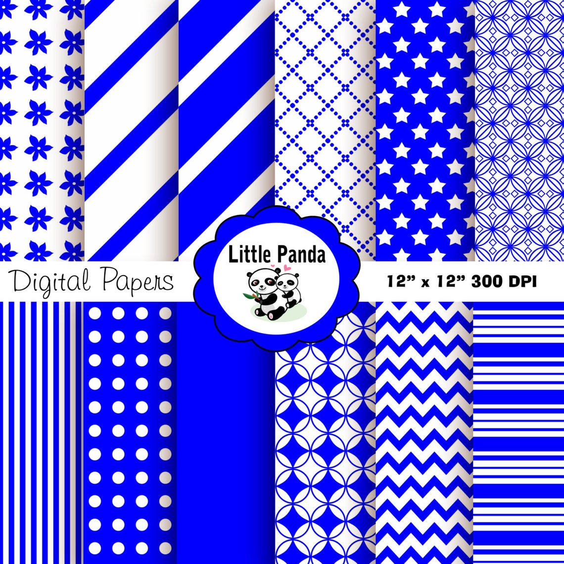 Blue and White Digital Paper Pack Scrapbook Papers 12 Jpg - Etsy