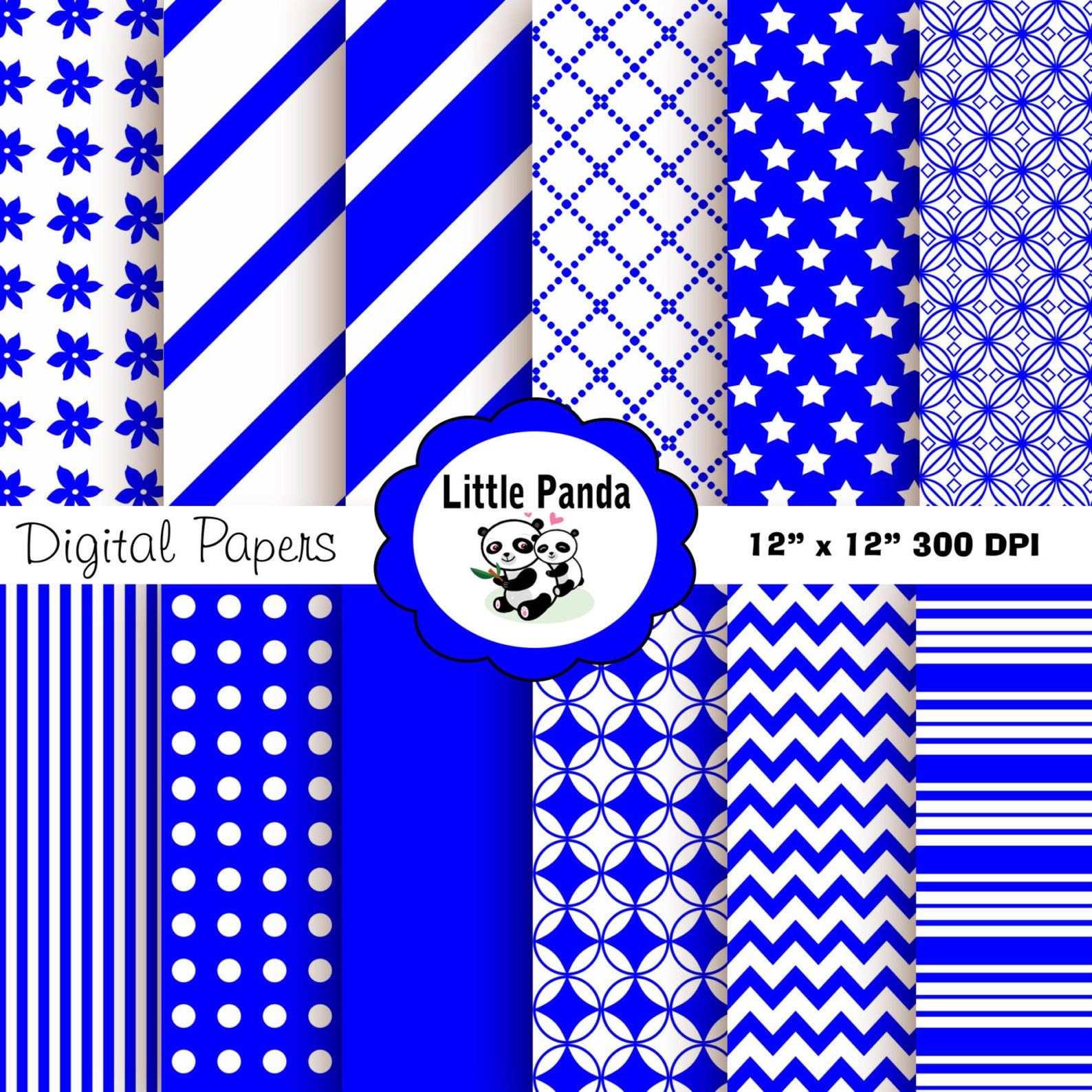 Blue and White Digital Paper Pack Scrapbook Papers 12 Jpg Etsy