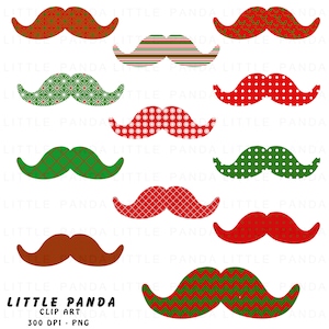 Clipart digital de bigode de Natal - Uso pessoal e comercial - Download instantâneo - C66