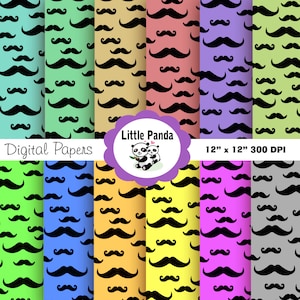 Schnurrbart Digital Paper Pack, kommerzielle Nutzung, persönlichen Gebrauch, 12 Jpg-Dateien 12 x 12 - sofortiger Download - D11
