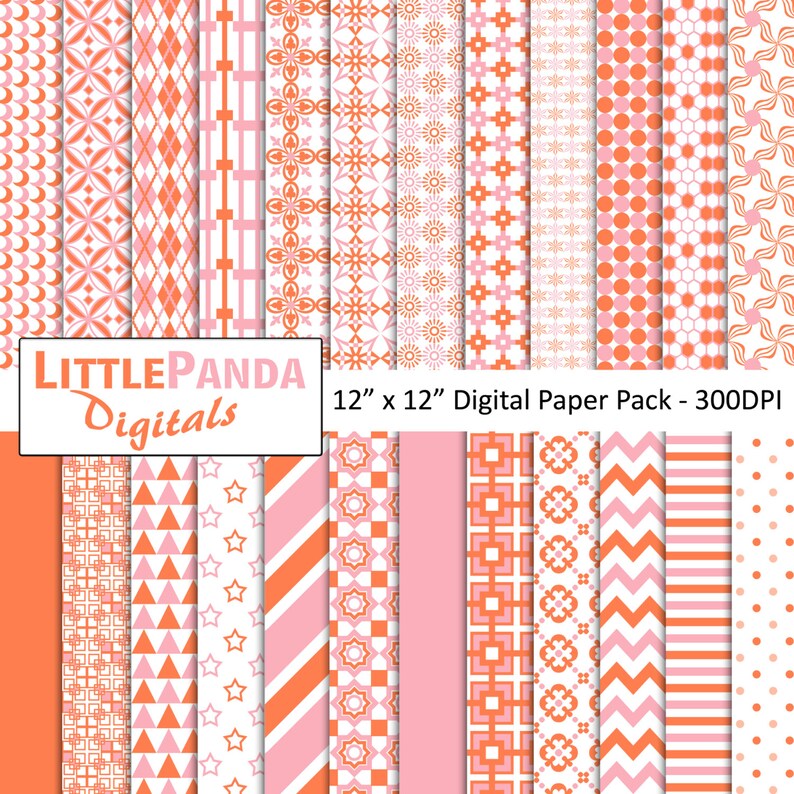 Light Pink Coral Digital Scrapbook Papers 24 Jpg Files 12 X 12 ...