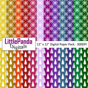 Navidad digital papel de vacaciones copo de nieve árbol de navidad fondo papel de álbum de recortes de nuevo año imprimible uso comercial D584
