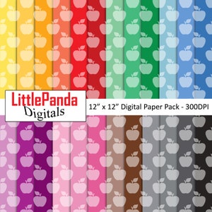 Apple digitales Papier zurück zu Schule Scrapbook Papier Schnee weiß Hintergrund Lehrer Klassenzimmer Papier Pack kommerzielle Nutzung D677
