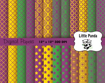 Mardi Gras Digital Paper - Digital Scrapbooking  - Instant Download - D238