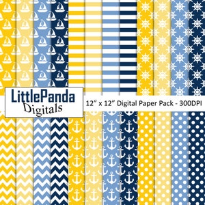 Papel náutico digital âncora fundo barco scrapbook papel bolinhas chevron navio roda padrão papel artesanato uso comercial d627