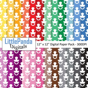 Schnuller digitales Papier Baby junge Scrapbook Papier Baby Mädchen Hintergrund Schnuller Muster Baby-Dusche Verpackung druckbare kommerzielle Nutzung D691