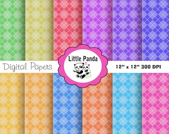 Argyle Digital Paper Pack, Digital Scrapbooking Papers, 12 jpg files 12 x 12 - Instant Download - D143