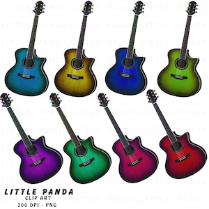 Gitaar digitale illustraties - persoonlijk en commercieel gebruik - Instant Download - C72