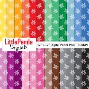 Floral digitale papier bloem patroon witte bloem verjaardag scrapbook papier uitnodiging baby douche planner regenboog kleuren commercieel gebruik D708