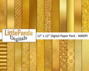 Gold Digital Paper, Scrapbook Paper, Gold Foil Digital Paper, Gold Backgrounds, Metallic Gold Digital Paper, Commercial Use D570