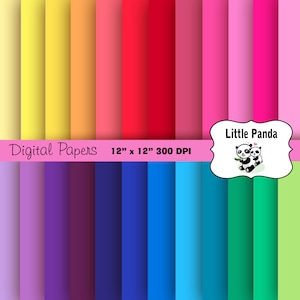 Rainbow Solids Digital Scrapbooking Papers 24 jpg files 12 x 12 - Instant Download - D191