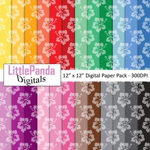 Hibiskus Scrapbook Papier, Hawaii-Blumen digitales Papier, nahtlose Blumenmuster, Hibiskus Download, Aloha, tropischen, Planer liefert D767