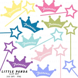 Princess Crowns and Wands Digital Clip Art - Personal and Commercial Use - Instant Download - C124