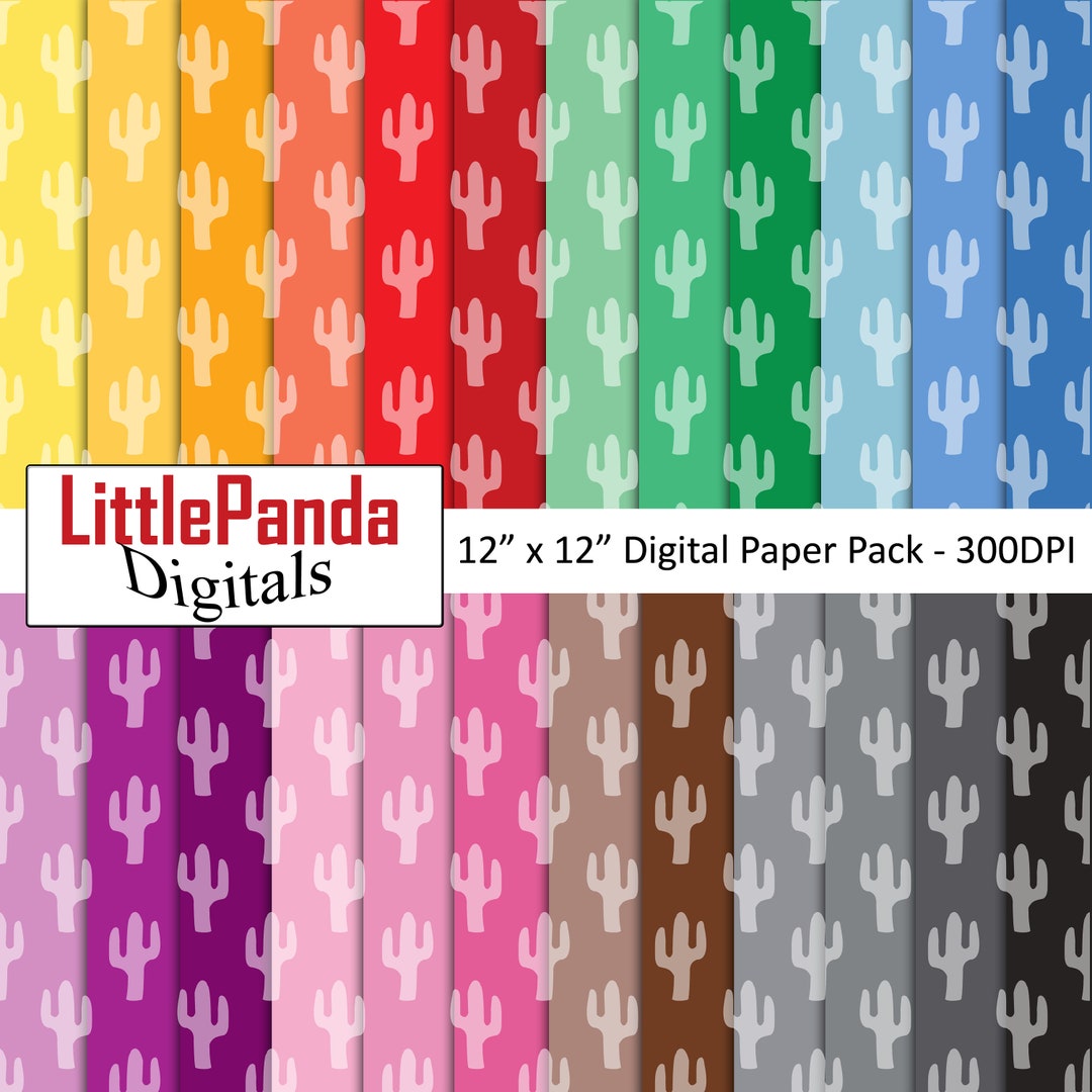 Cactus Scrapbook Paper Cactus Pattern Cactus Digital Paper Cactus ...