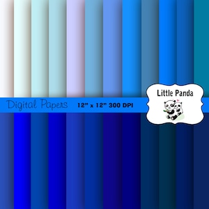 Shades of Blue Digital Paper 24 jpg files 12 x 12 - Instant Download - D196