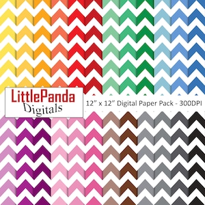 Papel digital Chevron, fondo de chevron, patter de chevron, artesanías de papel, invitaciones diy, colores arco iris, uso comercial D721