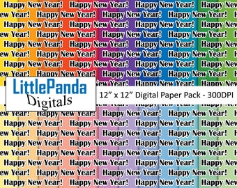 Happy New Year digital paper scrapbook paper new years background invitation paper crafts card making commercial use printable paper D644