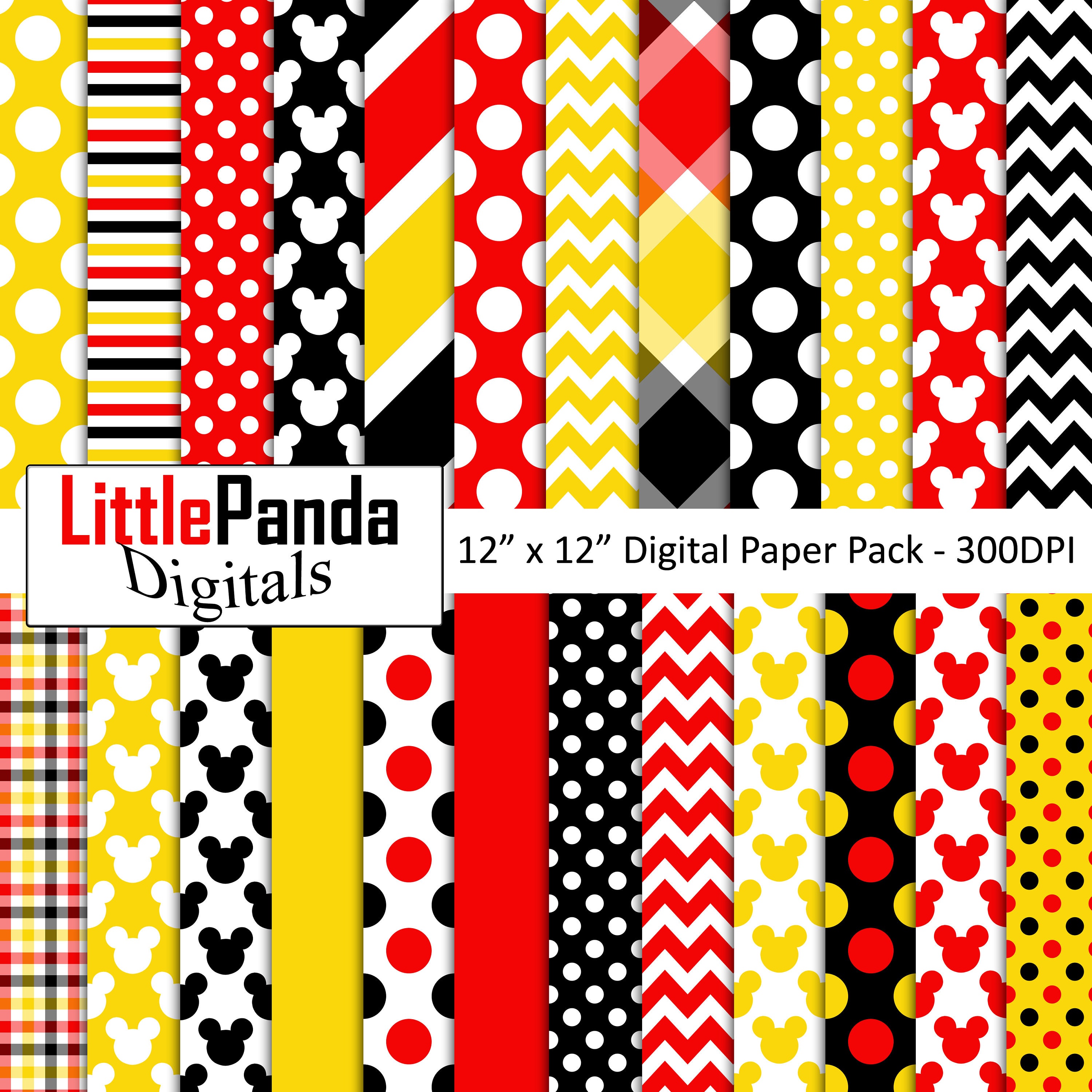 Papel digital de Mickey Mouse papeles de ??lbum de recortes Etsy M??xico