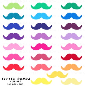 Rainbow Mustache Digital Clip Art - Personal and Commercial Use - Instant Download - C52