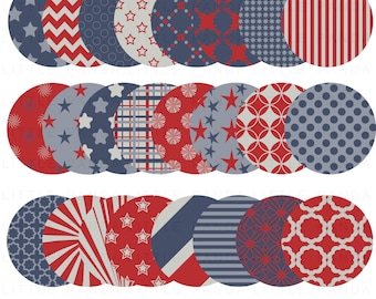 4th of July Circles Digital Clip Art - Personal and Commercial Use - Instant Download - C80