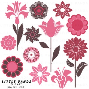 Valentine Flowers Clip Art Digital Scrapbooking Personal and Commercial Use - Instant Download - C79
