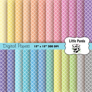 Pastel Quatrefoil Digital Paper - Digital Scrapbooking - Descarga instantánea - D237