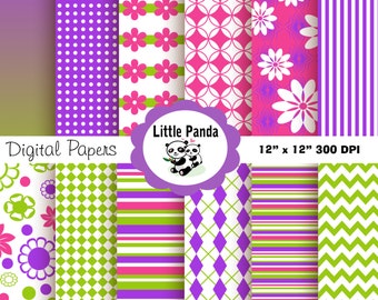 Tinkerbell Digital Paper Pack, Scrapbook Papers, 12 jpg files 12 x 12  - Instant Download - D42