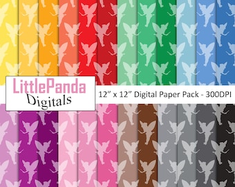 Tinkerbell digital paper, fairy scrapbook paper, birthday, baby shower, tinkerbell seamless pattern, fairy background, planner supplies D769