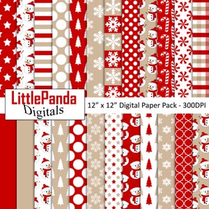 Navidad digital papel snowflake patrones de snowman a cuadros fondos de vacaciones de invierno fondos de navidad árbol de recortes papeles de uso comercial - D578