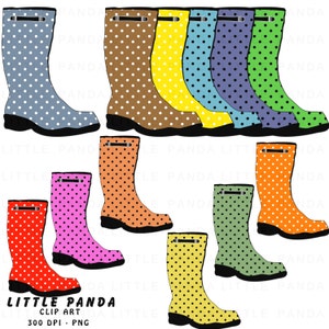 Polka Dots Rain Boots Clip Art - Digital Scrapbooking - Personal and Commercial Use - Instant Download - D388
