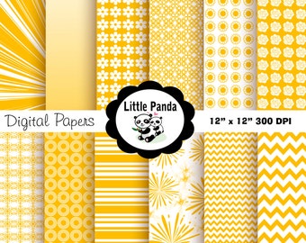 Amber Yellow Digital Paper Pack, Scrapbook Papers, 12 jpg files 8.5 x 11  - Instant Download - D80