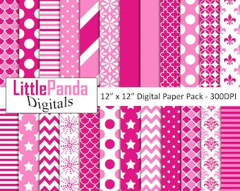 Pink digital paper, scrapbook papers, wallpaper, background, commercial use - D466