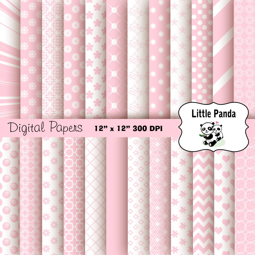 Pastel Pink Digital Scrapbook Paper Pack 24 Jpg Files 12 X 12 - Instant ...