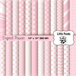 Pastell rosa Digital Scrapbook Papier Pack 24 Jpg Dateien 12 x 12 - sofortiger Download - D252