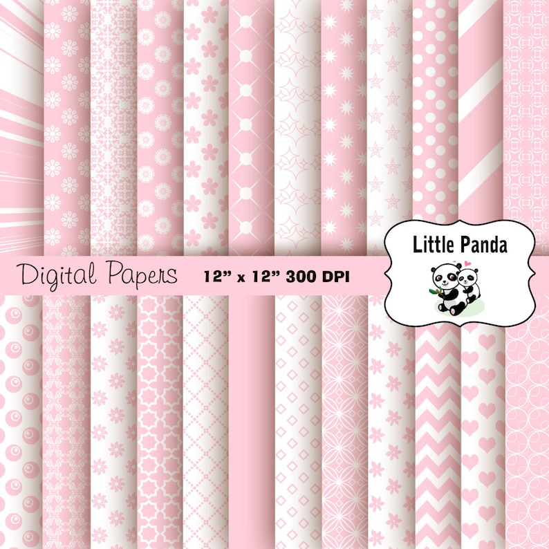 Pastel Pink Digital Scrapbook Paper Pack 24 Jpg Files 12 X 12 - Instant ...