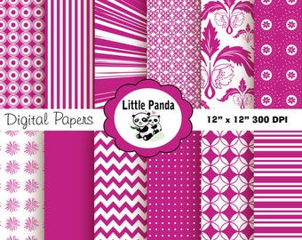 Carnation Pink Digital Paper Pack, Digital Scrapbooking Papers, 12 jpg files 12 x 12 - Instant Download - D103