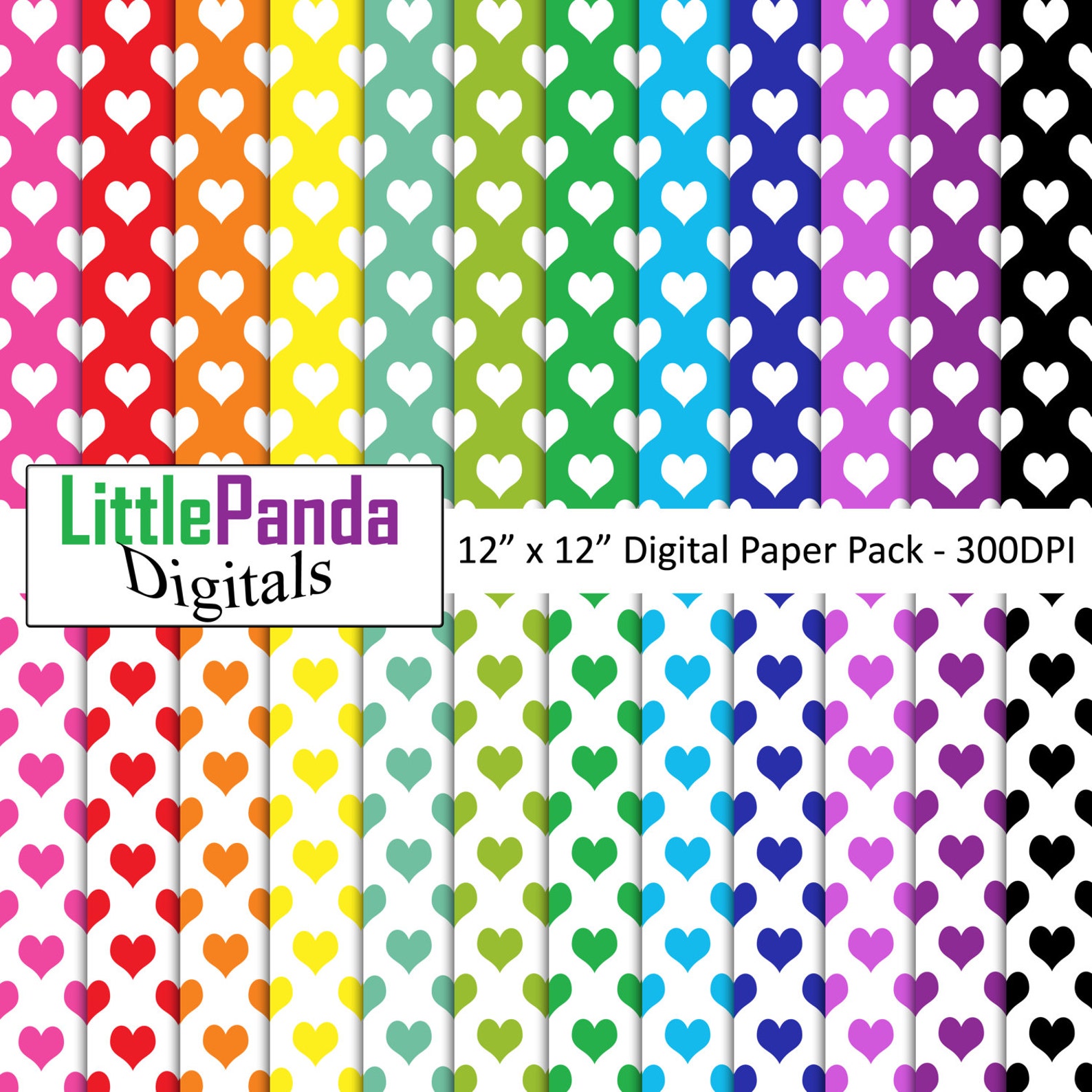 Hearts Digital Paper Scrapbook Papers Wallpaper Background - Etsy