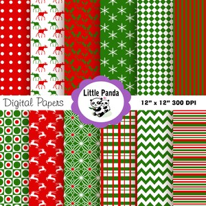File jpg Natale Digital Scrapbook Paper Pack 12 12x12 - Instant Download - D6