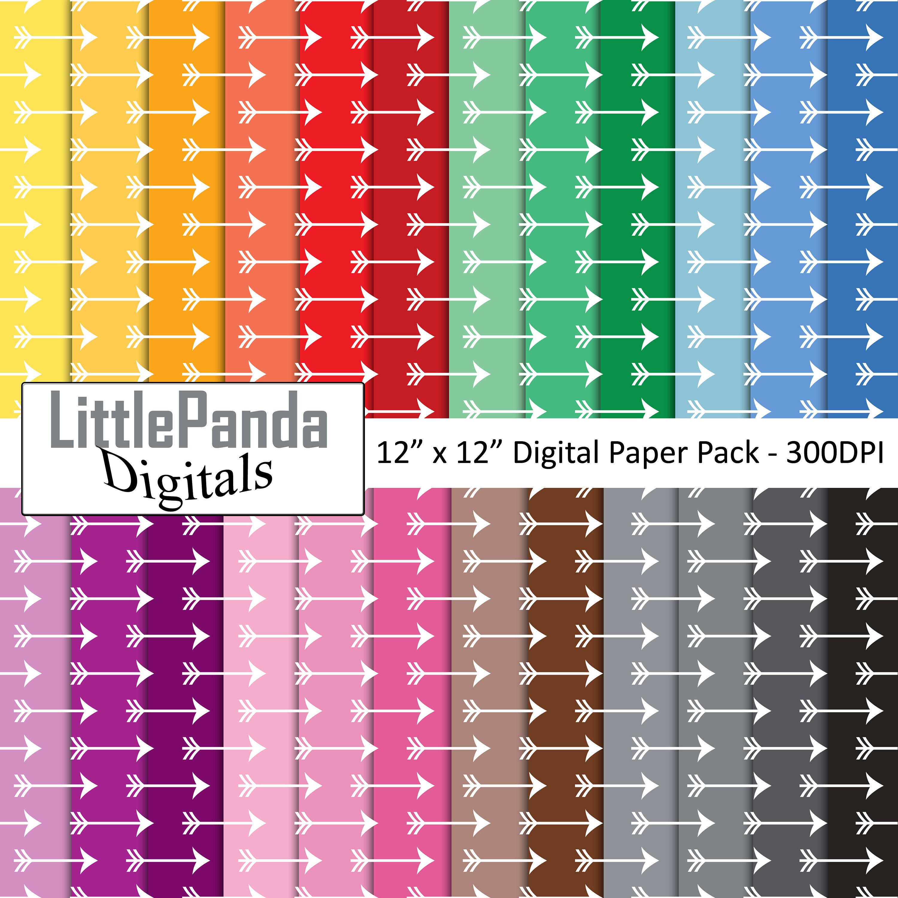 Arrow digital paper tribal scrapbook paper seamless boho white arrow rainbow planner paper invitation printable commercial use D709