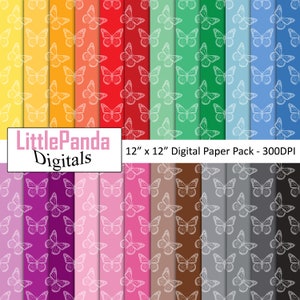 Schmetterling digitale Papier Schmetterlinge Muster Garten Schmetterlinge Scrapbook Papier Regenbogen Farben Planer Einladung kommerzielle Nutzung D720