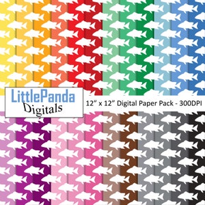 Fish digital paper, fishing scrapbook paper, father's day background, invitation, sea animal patterns, rainbow colors, commercial use D737