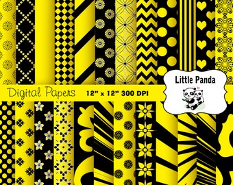 Yellow and Red Digital Scrapbooking Papers 24 jpg files 12 x | Etsy