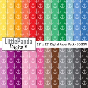 Anker digitale Papier nautische Scrapbook Papier Ozean Strand Segeln weg Hintergrund Geburtstag Einladung Planer Regenbogen kommerzielle Nutzung D712