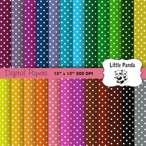 Polka Dots Digital Paper Pack 24 jpg files 12 x 12  - Instant Download - D292