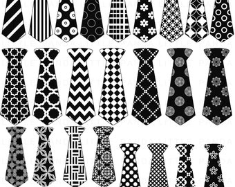 Black and White Necktie Clip Art - Personal and Commercial Use - Instant Download - C84