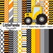 Construction Digital Paper and Clipart, Tractor Clipart, Solid Colors, Construction Scrapbook Paper, Commercial Use, Printable Papers D549 