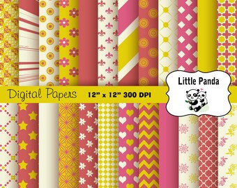 Beige Blush Citrine Chestnut  Digital Papers 24 jpg files 12 x 12 - Instant Download - D264