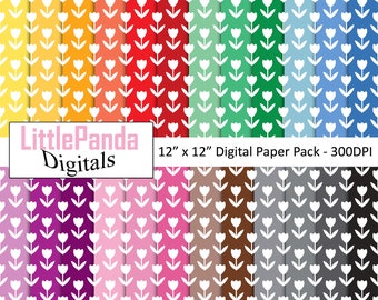 Tulips digital paper flowers background easter scrapbook paper tulips pattern floral rainbow colors commercial use D663