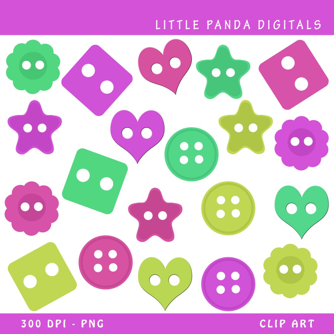 Baby Girl Buttons Digital Clip Art Personal and Commercial Use Instant Download C21 Etsy