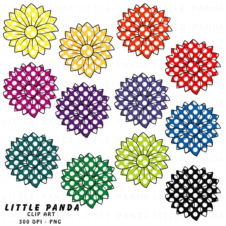 Polka Dot Flowers Digital Clip Art Personal and Commercial | Etsy